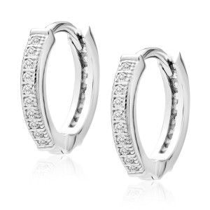 Cercei rotunzi argint Ø13 mm cu pietre DiAmanti Z0960DER_W-DIA (Argint 925‰ 1,7 g.)
